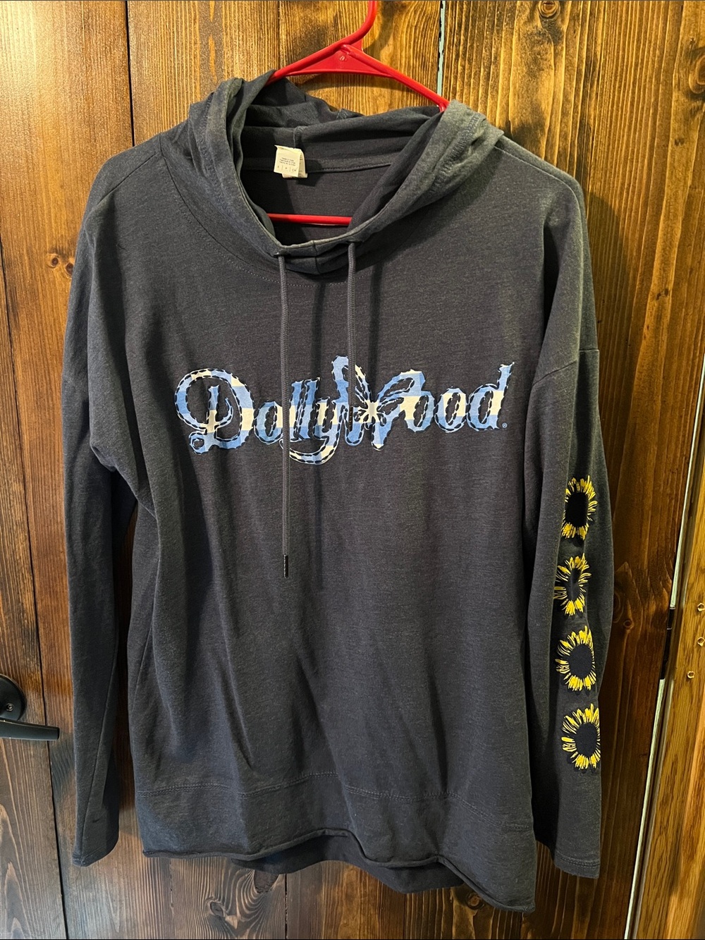 DollyWood Hoodie with Blue Logo & Yellow Sunflowers